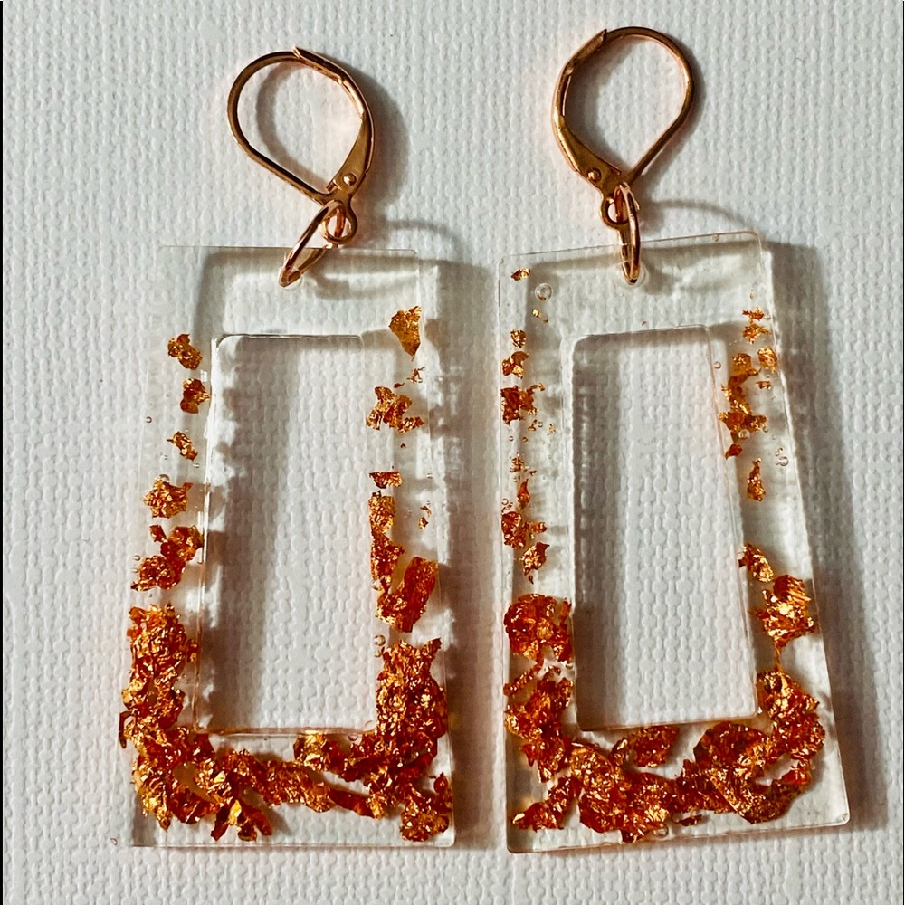 Gold Flakes Handmade Resin Earrings